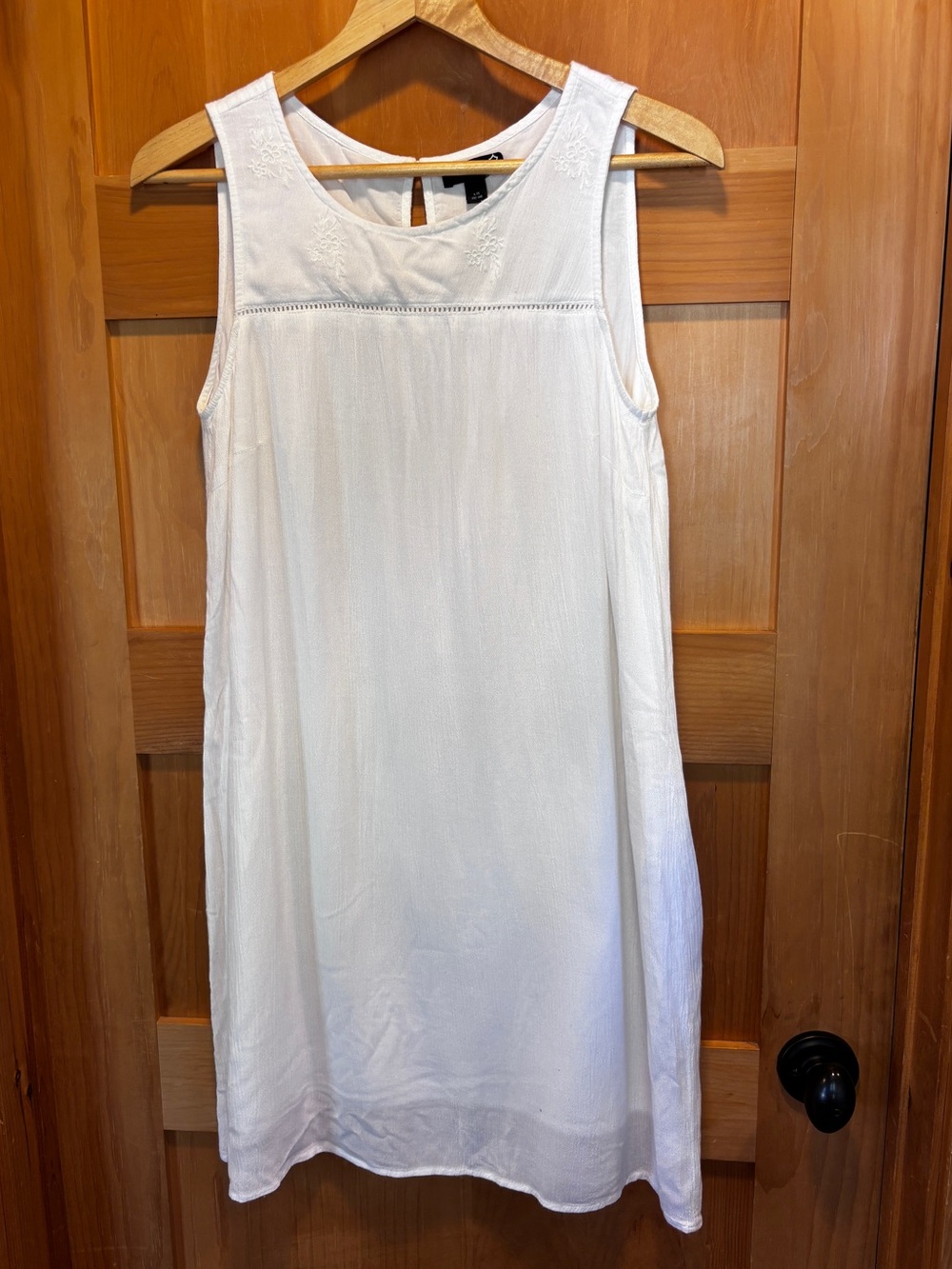 Sears White Boho Cotton Sleeveless Embroidered Dress Eyelet Trim Women's Large
